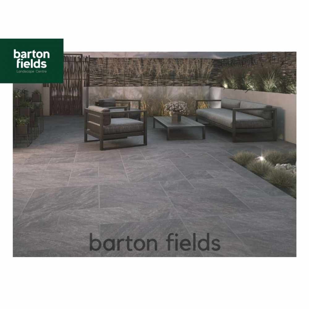 Bradstone Mode Profiled Porcelain Paving In Graphite 3 Size Patio